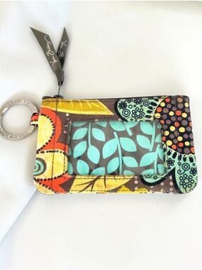 Vera Bradley Floral Zip ID and Coin Pouch with Key Ring